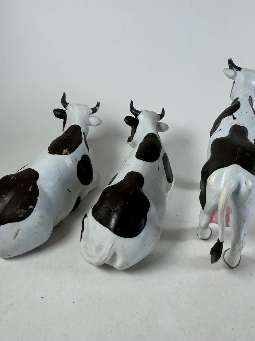 AAA Vintage Animal Figure Lot Bull Cow Piglet Sheep Calf Farm Solid Rubber Toys